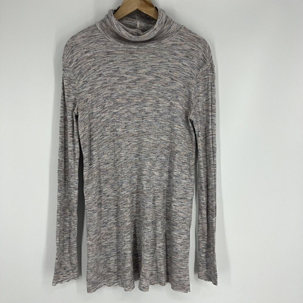 We The Free People Tunic Top Size Medium Stonecold Ribbed Split Back Turtleneck